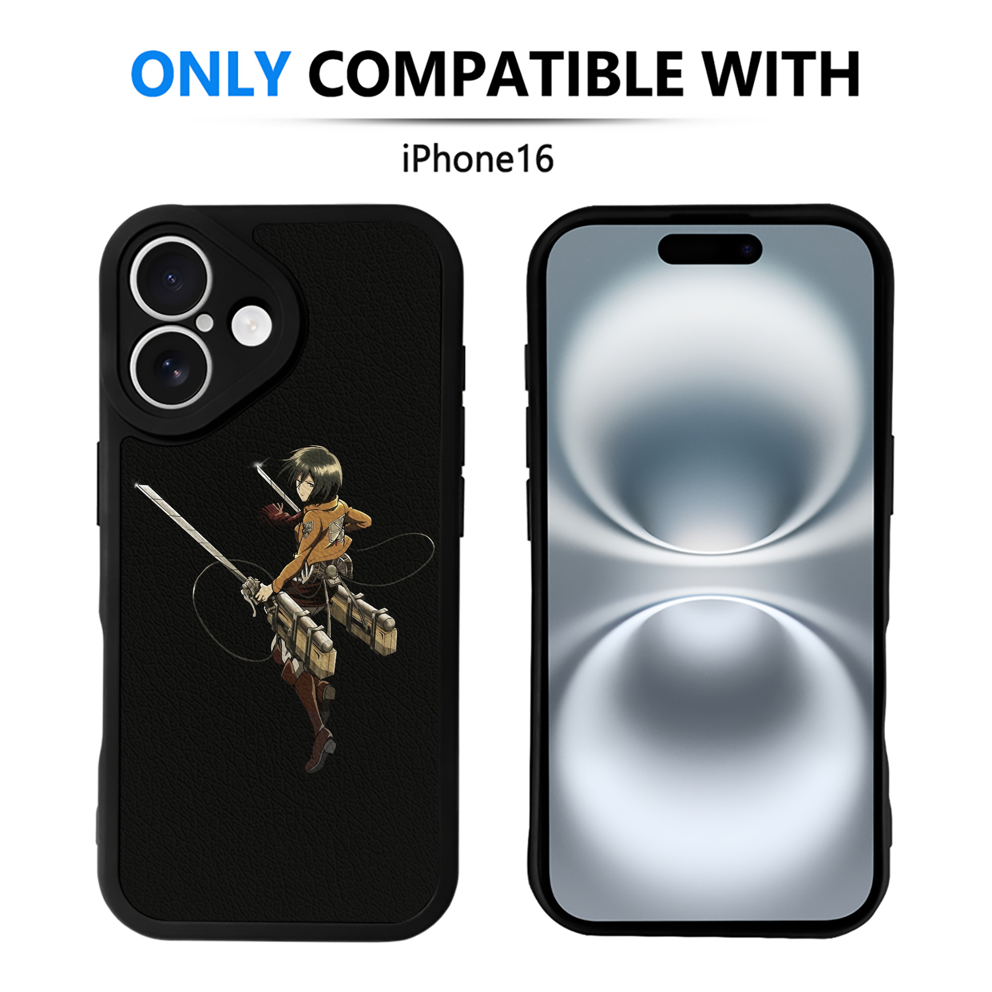（画像用） 進撃の巨人 ミカサ·アッカーマン Attack on Titan Mikasa Ackerman 【iPhone 16シリーズ対応】シリコンスマホケース（レザー調） 材質：シリコン